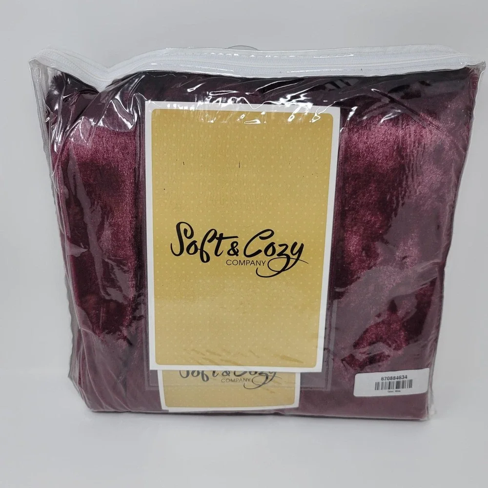 Soft & Cozy Company Faux Fur Throw Blanket 50x60 Wine Plush Cozy Soft Bedding - Picture 4 of 7